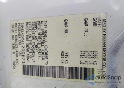 2020 Nissan Altima Sr Fwd z USA, uszkodzony, nr VIN 1N4BL4CV5LC200671